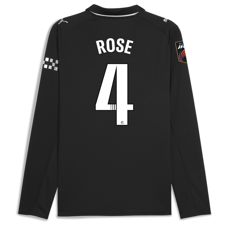 Man City Away Jersey 2025/26 Long Sleeve With ROSE 4 Printing black - Check out all Manchester City t-shirts online - Official Manchester City FC store