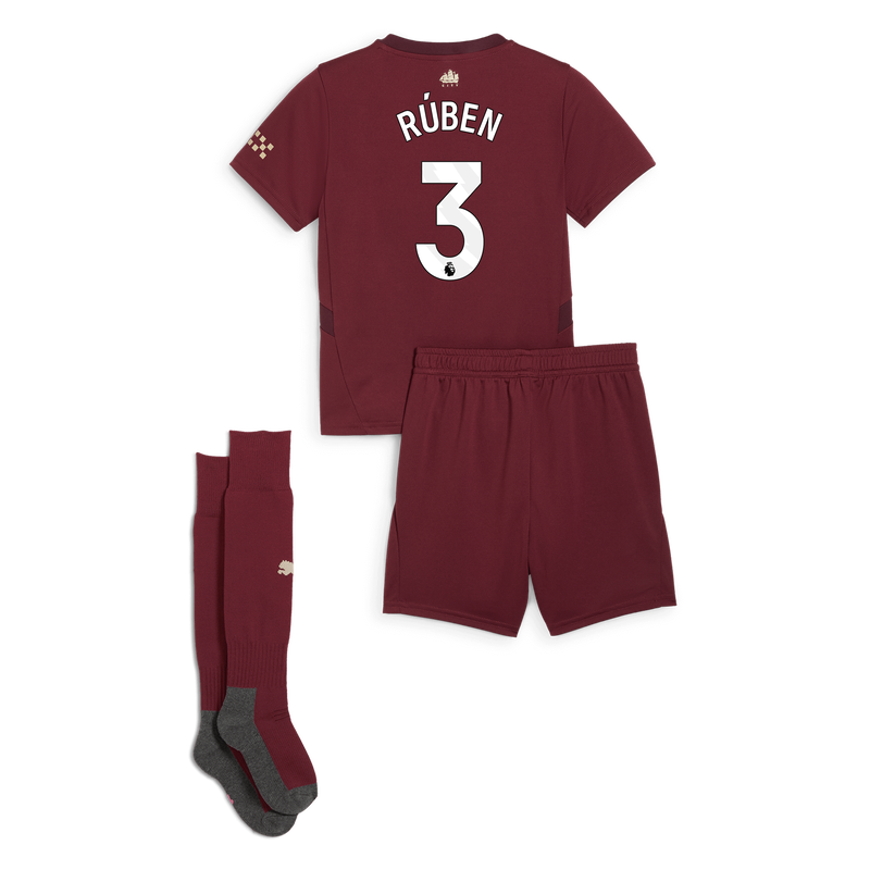 Man City 3rd Mini Kit 24/25 With RÚBEN 3 Printing burgundy - Check out all Manchester City t-shirts online - Official Manchester City FC store