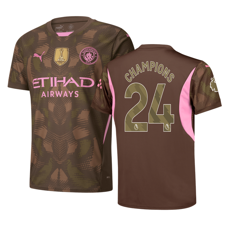 Kids Manchester City Goalkeeper Jersey 2024 25 With CHAMPIONS 24 Printing Official Man City Store