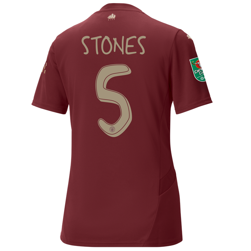 Women's Man City 3rd Jersey 24/25 With STONES 5 Printing burgundy - Size S from polyester for females  - Official Manchester City FC store