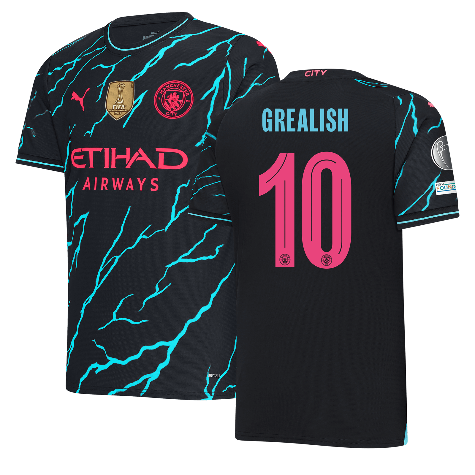 Manchester City Maglia Gara Third 2023 24 con stampa GREALISH 10