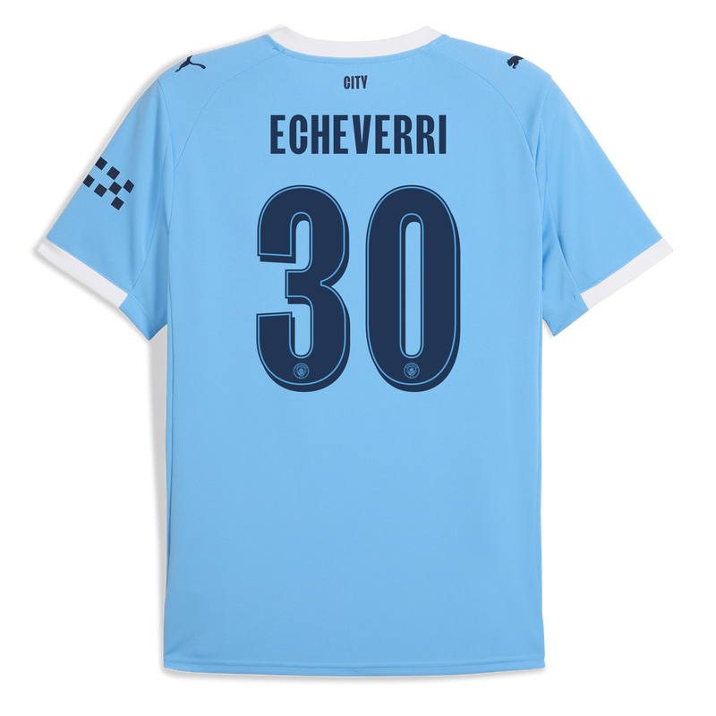 Man City Home Jersey 2025/26 With ECHEVERRI 30 Printing  blue - Size 3XL from polyester for males  - Official Manchester City FC store