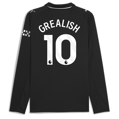 Manchester City Away Jersey 2025/26 Long Sleeve With GREALISH 10 Printing