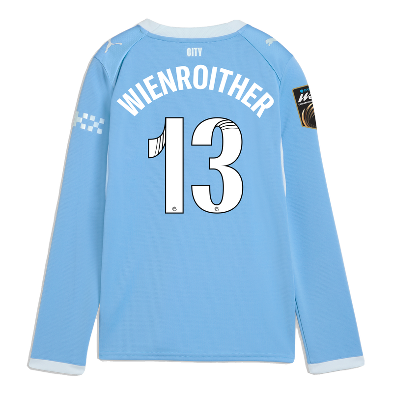 Kids' Man City Home Jersey 2026/27 Long Sleeve With WIENROITHER 13 Printing  blue-icy blue - Check out all Manchester City t-shirts online