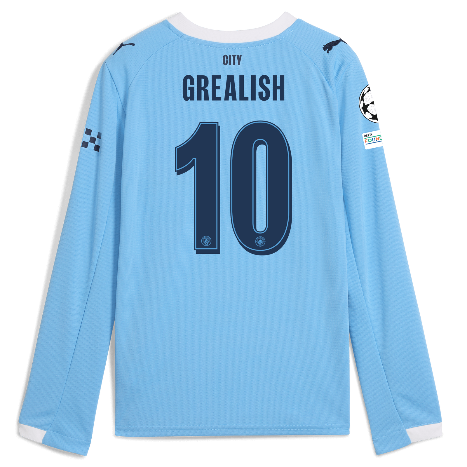 Kids' Manchester City Home Jersey 2025/26 Long Sleeve With