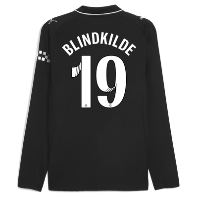 Manchester City Away Authentic Jersey 2025/26 Long Sleeve With BLINDKILDE 19 Printing