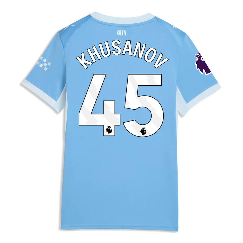 Women's Man City Home Jersey 2026/27 With KHUSANOV 45 Printing  blue-icy blue - Check out all Manchester City t-shirts online
