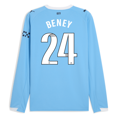 Manchester City Home Jersey 2025/26 Long Sleeve With BENEY 24 Printing