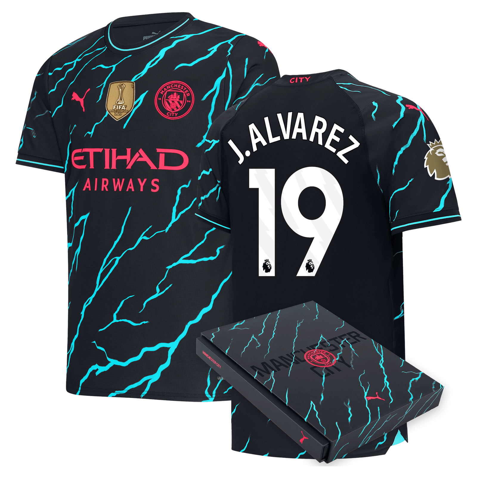 Mcfc Man City Home Jersey 2023/24 with J Alvarez 19 Printing