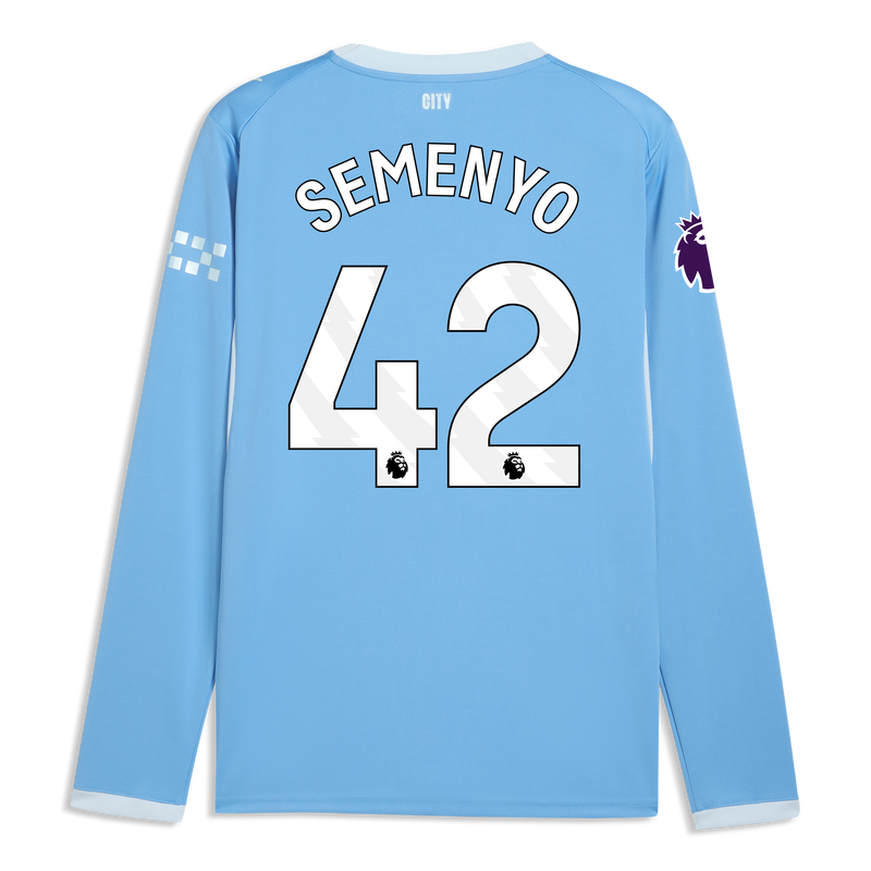 Man City Home Jersey 2026/27 Long Sleeve With SEMENYO 42 Printing  blue-icy blue - Check out all Manchester City t-shirts online