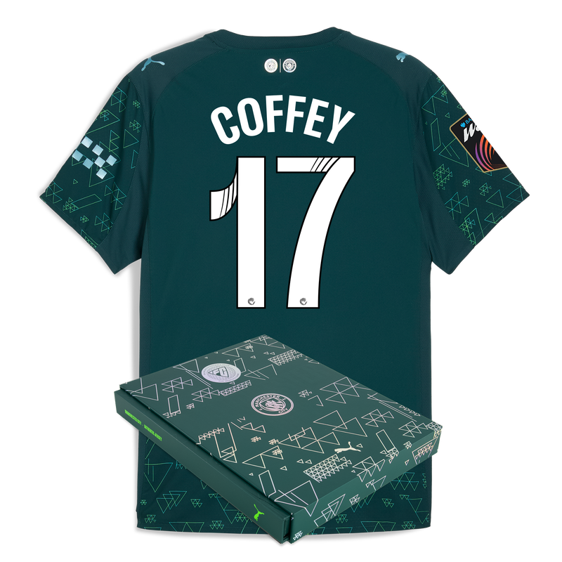 Maglia autentica Man City EA SPORTS FC 2025/26 con stampa COFFEY 00 in confezione regalo verde - Scopri tutti i magliette Manchester City online