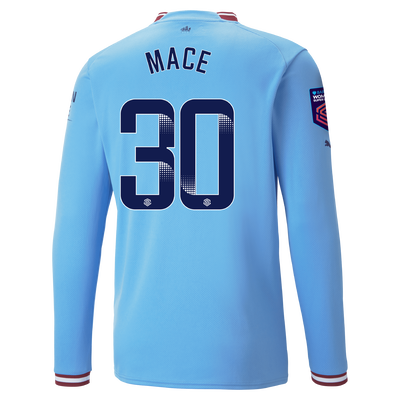 Manchester City Home Jersey 22/23 Long Sleeve with MACE 30 printing