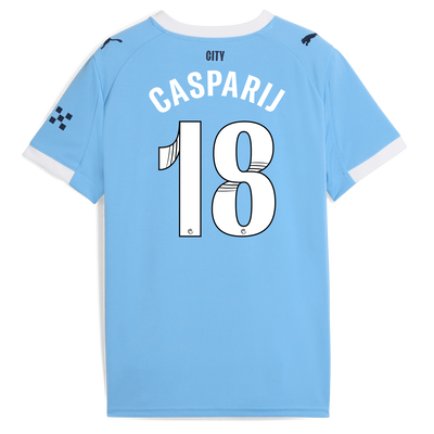 Kids' Manchester City Home Jersey 2025/26 With CASPARIJ 18 Printing