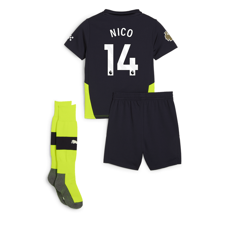 Man City Away Mini Kit 24/25 With NICO 14 Printing new navy - Check out all Manchester City t-shirts online - Official Manchester City FC store