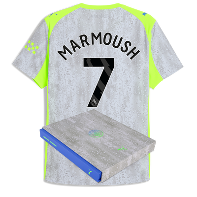 Manchester City Third Authentic Jersey 2025/26 With MARMOUSH 7 Printing in Gift Box