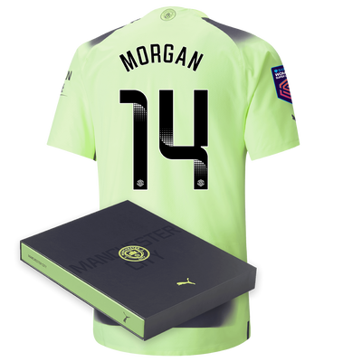 Manchester City Authentic Third Jersey 2022/23 with MORGAN 14 printing in Gift Box