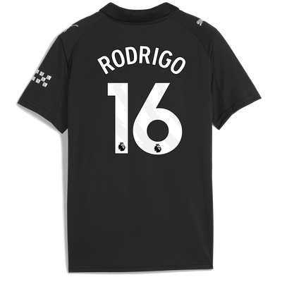 Kids' Manchester City Away Jersey 2025/26 With RODRIGO 16 Printing