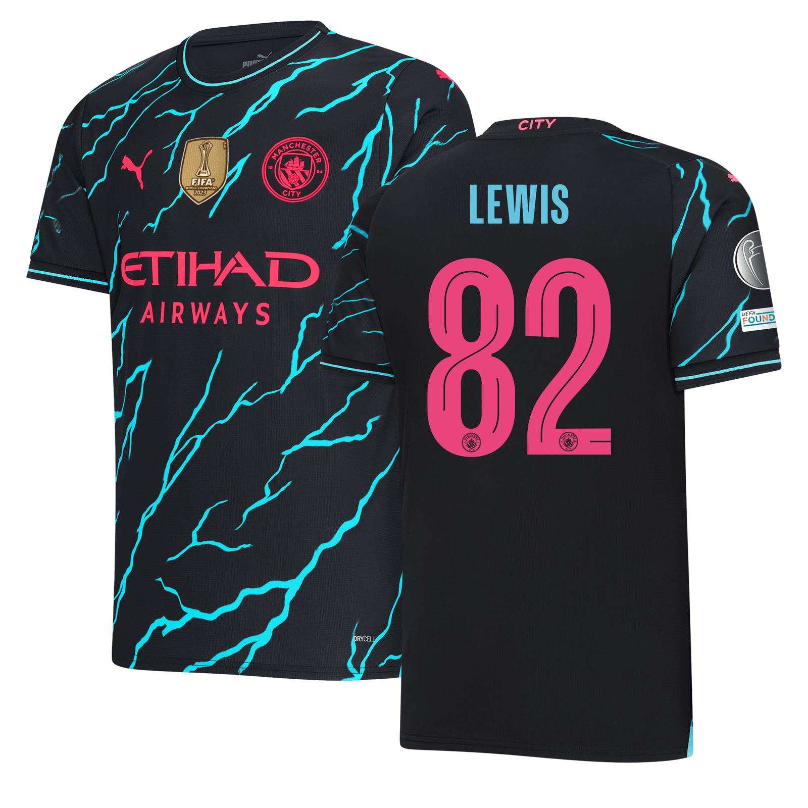 Manchester City Third Jersey 2023/24 with LEWIS 82 printing