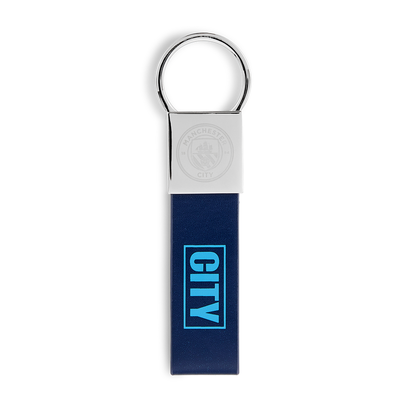 Man City Leather City Keyring navy - Check out all Manchester City key rings online - Official Manchester City FC store