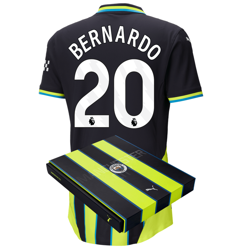 Man City Authentic Away Jersey 24/25 with BERNARDO 20 printing in Gift Box new navy - Size S from polyester for males  - Official Manchester City FC store