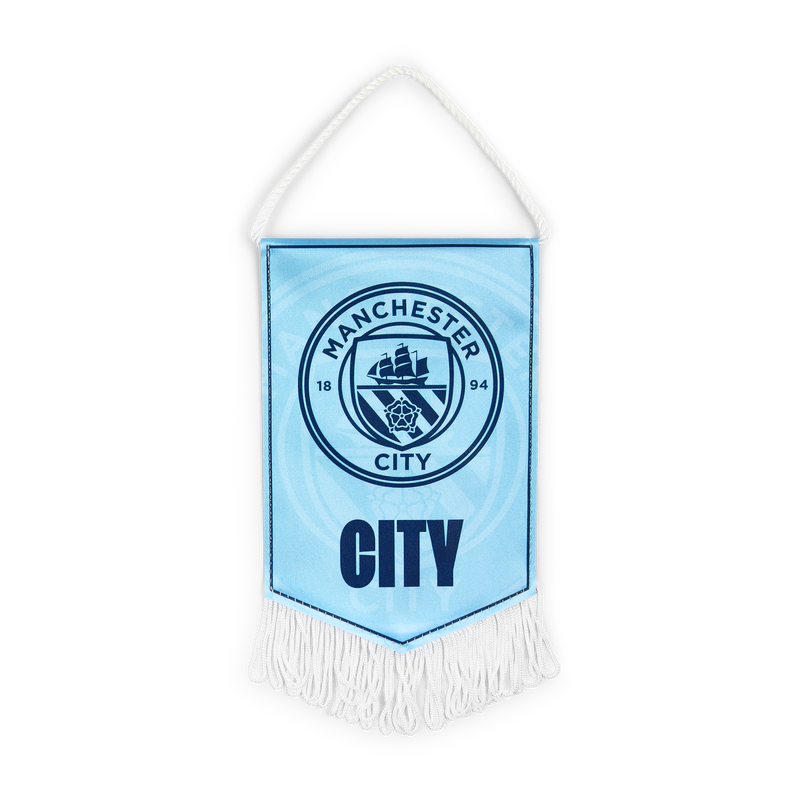 Man City Multi Crest Small Pennant blue - Check out all Manchester City flag/banner online - Official Manchester City FC store