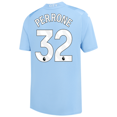 Kids' Manchester City Home Jersey 2023/24 with PERRONE 32 printing