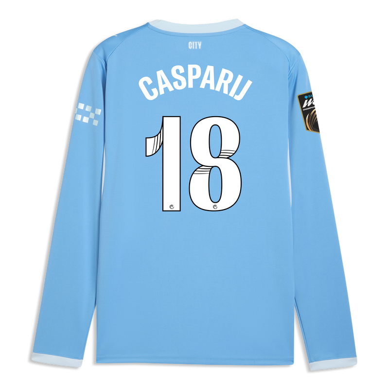 Man City Home Jersey 2026/27 Long Sleeve With CASPARIJ 18 Printing  blue-icy blue - Check out all Manchester City t-shirts online
