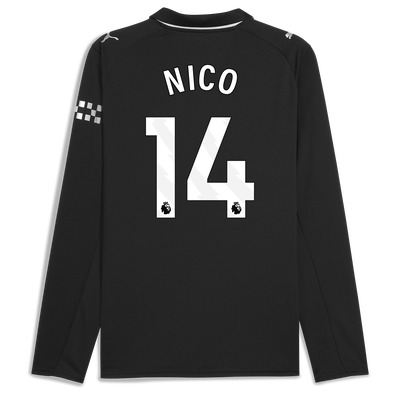 Manchester City Away Jersey 2025/26 Long Sleeve With NICO 14 Printing