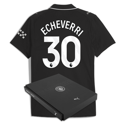 Manchester City Away Authentic Jersey 2025/26 With ECHEVERRI 30 Printing in Gift Box