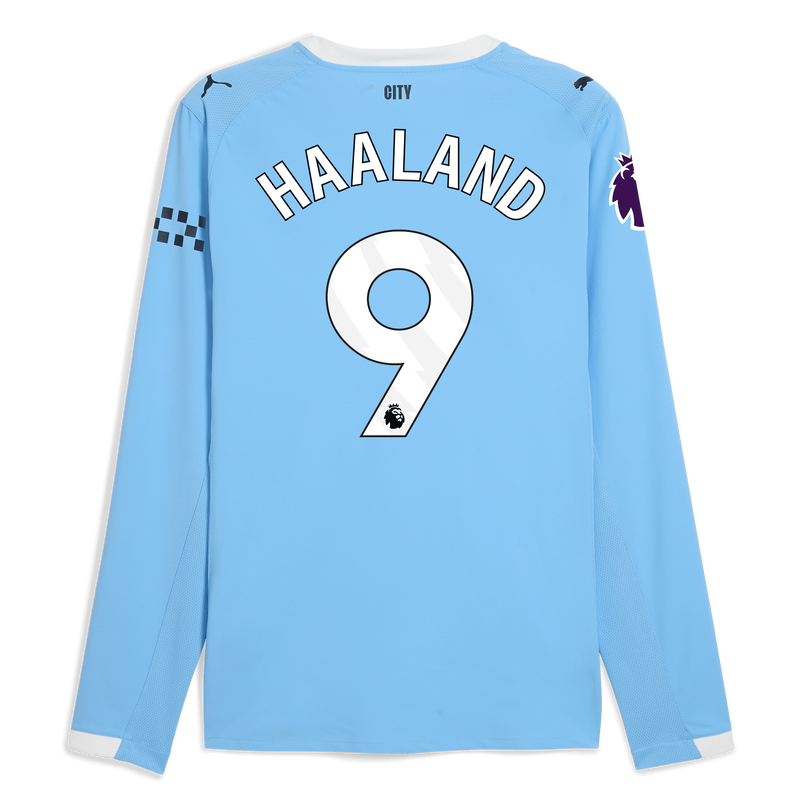 Man City Home Authentic Jersey 2025/26 Long Sleeve With HAALAND 9 Printing  blue - Size XXL from polyester for males  - Official Manchester City FC store