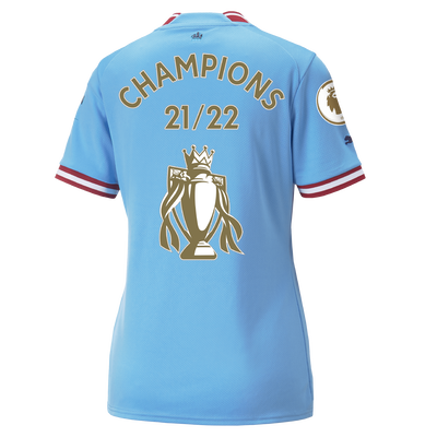 Camiseta Mujer 1ª Equipación Manchester City 2022/23 con estampado de CHAMPIONS
