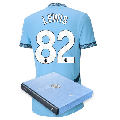 Manchester City Authentic Home Jersey 2024/25 with LEWIS 82 printing in Gift Box
