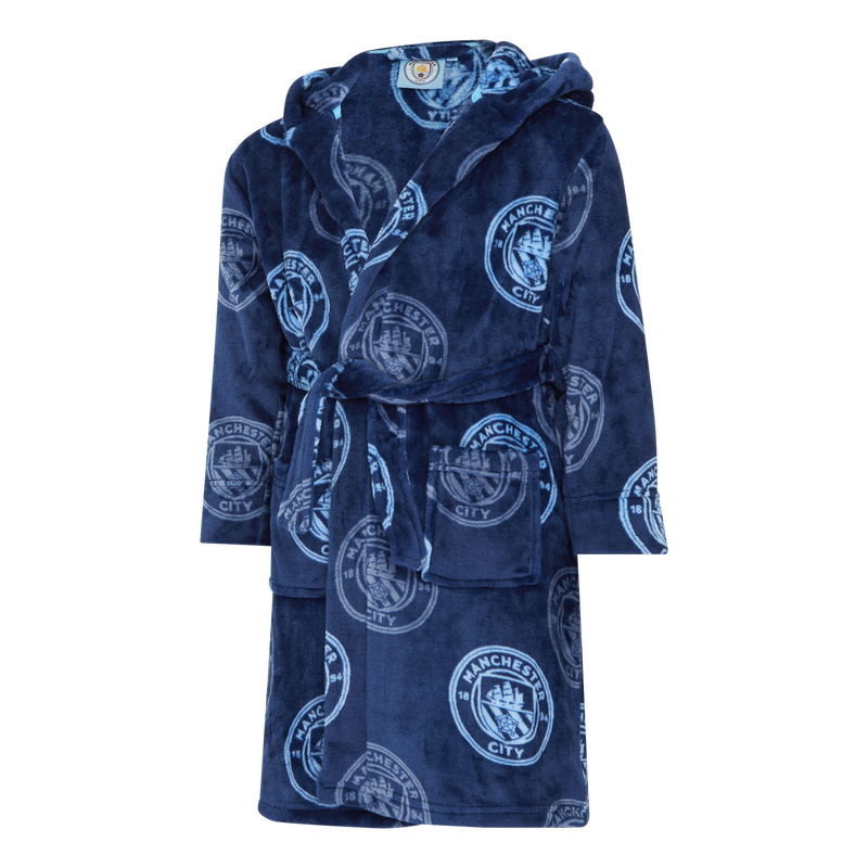 MCFC FW KIDS CREST ROBE - navy
