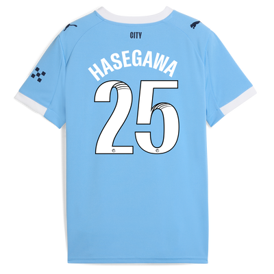 Kids' Manchester City Home Jersey 2025/26 With HASEGAWA 25 Printing