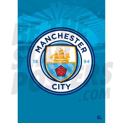 Poster avec écusson du club Manchester City
