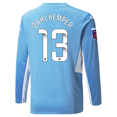 Kids Manchester City Home Longsleeve Shirt 21/22 with Nathan Aké printing