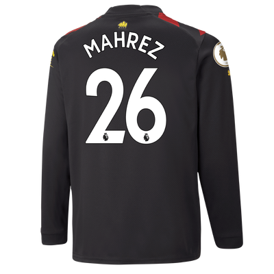 Kids' Manchester City Away Jersey 2022/23 long sleeve with MAHREZ 26 printing