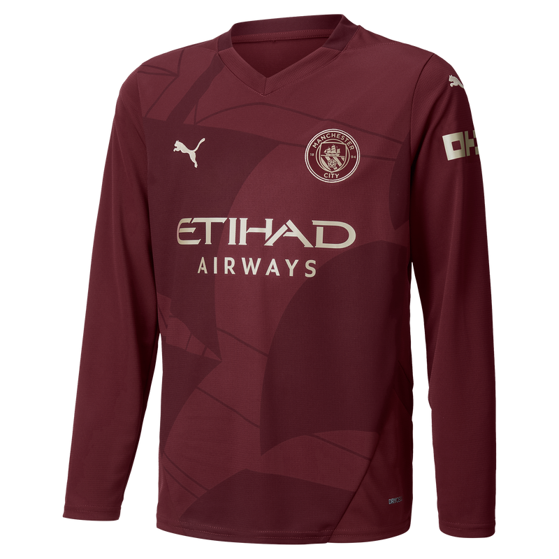 Kids' Manchester City Third Jersey 2024/25 Long Sleeve With Kids' Manchester City Third Jersey 2024/25 Long Sleeve With