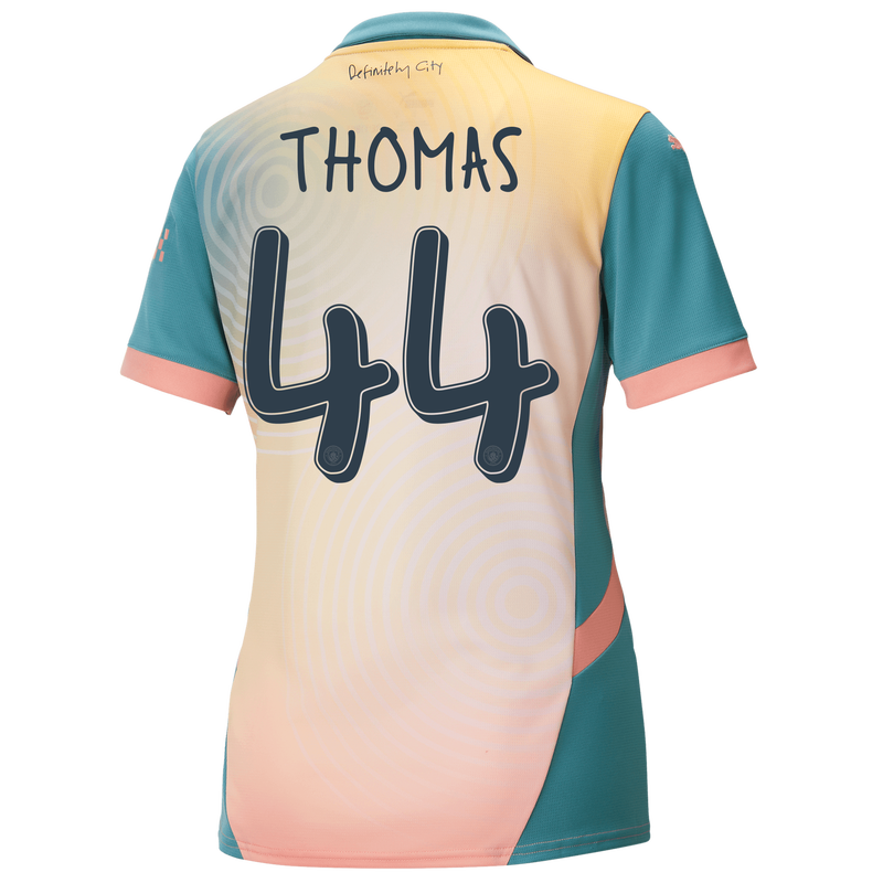 Women's Man City 'Definitely City' Jersey 24/25 with THOMAS 44 printing pink - Size XS from polyester for females  - Official Manchester City FC store