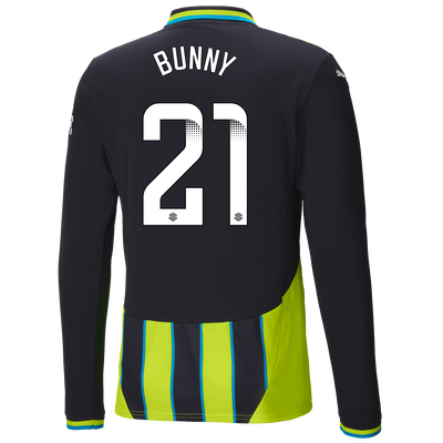 Manchester City Away Jersey 2024/25 Long Sleeve With BUNNY 21 Printing