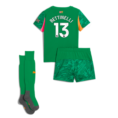 Kids' Manchester City Goalkeeper Mini Kit 2025/26 With BETTINELLI 13 Printing