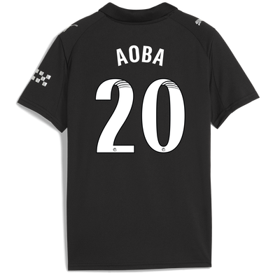 Kids' Manchester City Away Jersey 2025/26 With AOBA 20 Printing
