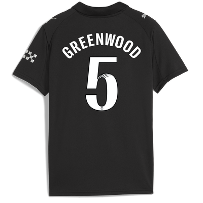 Kids' Manchester City Away Jersey 2025/26 With GREENWOOD 5 Printing