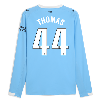 Manchester City Home Authentic Jersey 2025/26 Long Sleeve With THOMAS 44 Printing