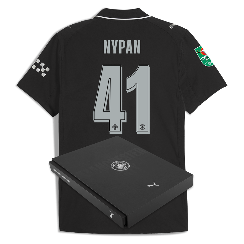 Man City Away Authentic Jersey 2025/26 With NYPAN 41 Printing in Gift Box black - Size XL from polyester for males  - Official Manchester City FC store