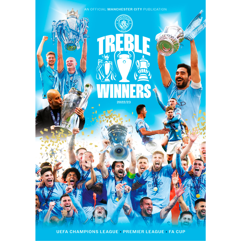 MCFC FW TREBLE CHAMPIONS BOOK - blue