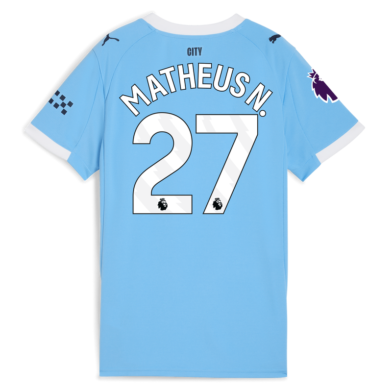 Women's Man City Home Jersey 2025/26 With MATHEUS N. 27 Printing  blue - Check out all Manchester City t-shirts online - Official Manchester City FC store