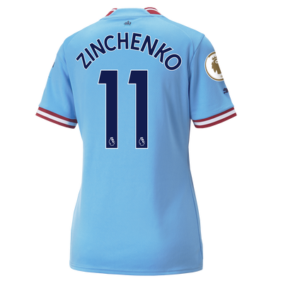 Women's Manchester City Home Jersey 22/23 with ZINCHENKO 11 printing