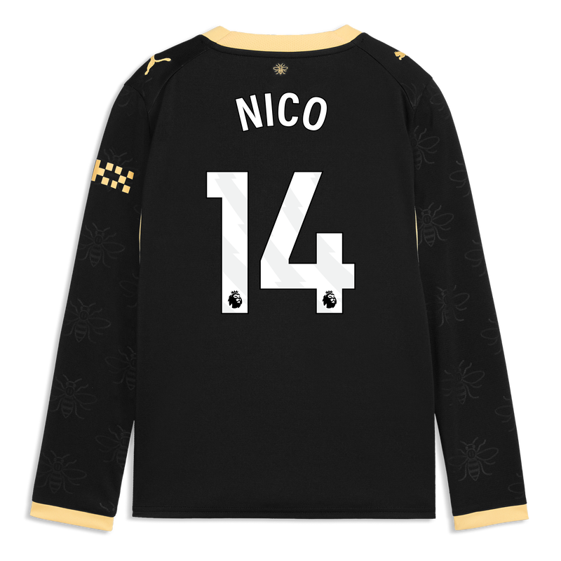 Kids' Manchester City Away Jersey 2026/27 Long Sleeve With NICO 14