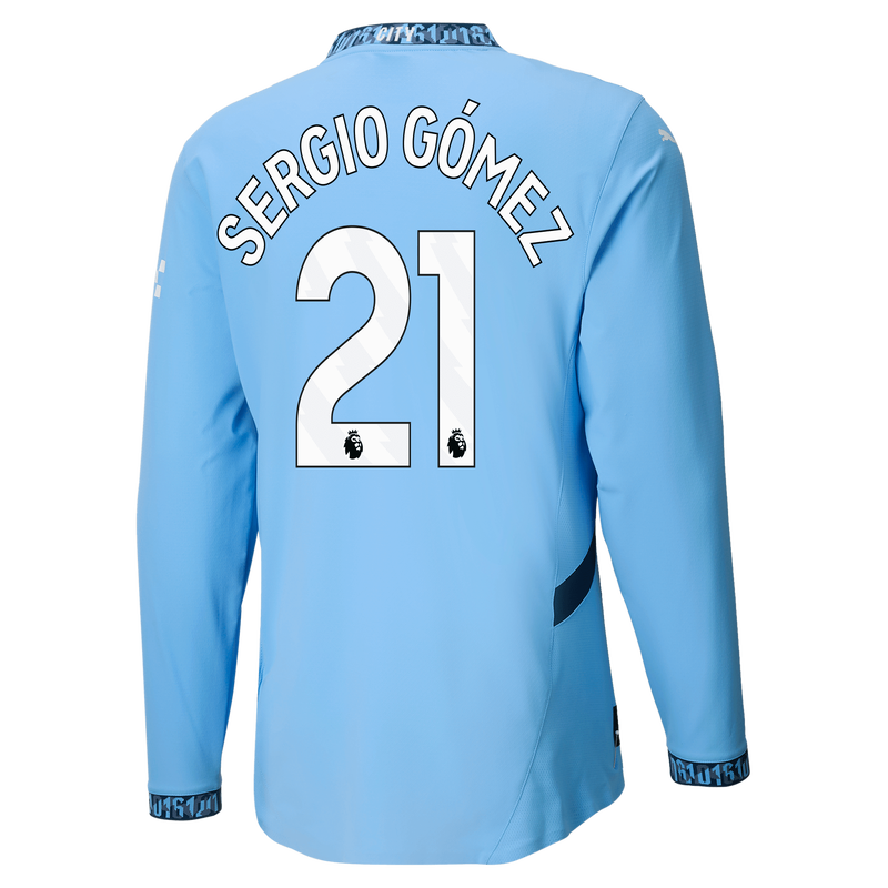 Manchester City Authentic Home Jersey 2024/25 Long Sleeve With SERGIO GÓMEZ 21 Printing